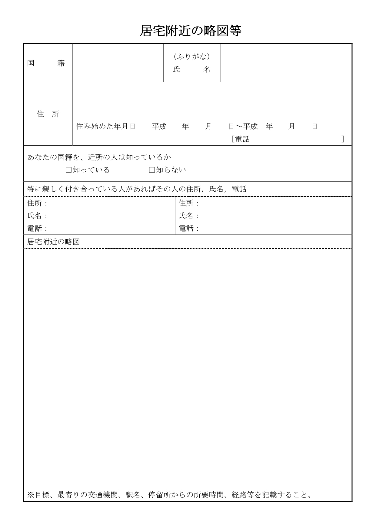 居宅附近の略図等の書き方 横浜帰化申請オフィス